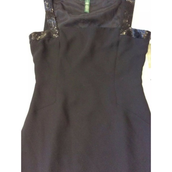 Lauren Ralph Lauren Sheath Dress Sz 6 Black Sequin - Picture 6 of 8
